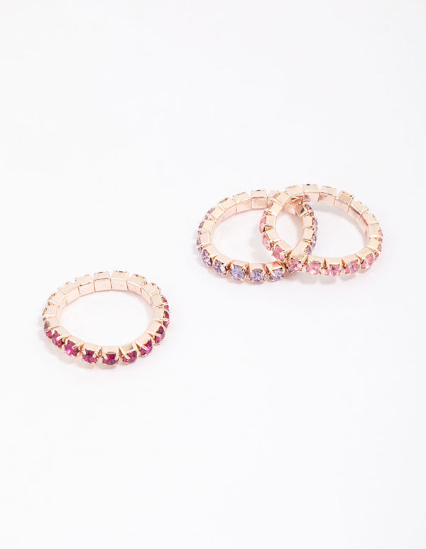 Rose Gold Bling Stretch Ring 3-Pack