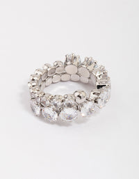 Silver Round Cubic Zirconia Wrapped Ring - link has visual effect only