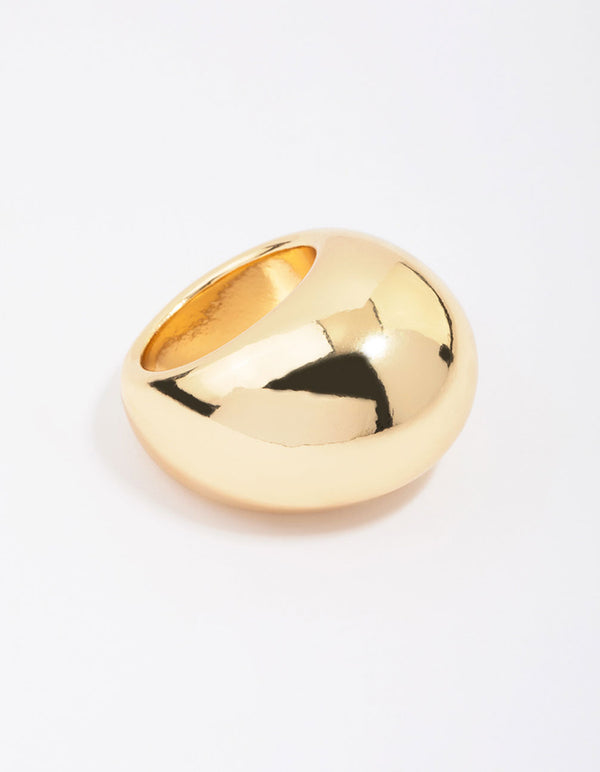 Gold Plated Smooth Round Dome Ring