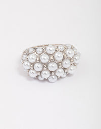 Rhodium Domed Pearl Cocktail Ring - link has visual effect only