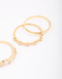 Gold Plated Dainty Cubic Zirconia Stacking Ring 5-Pack - link has visual effect only
