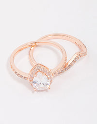 Rose Gold Crowned Pear Diamond Ring - link has visual effect only