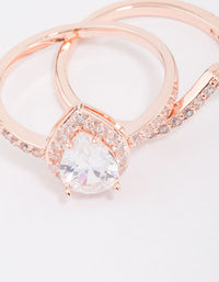 Rose Gold Crowned Pear Diamond Ring - link has visual effect only