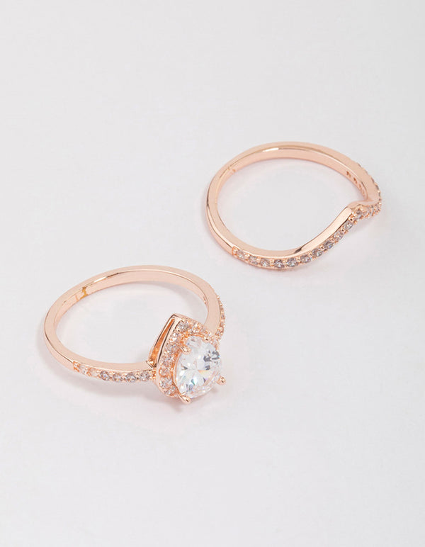 Rose Gold Crowned Pear Diamond Ring
