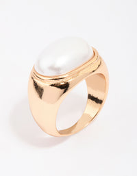 Gold Oval Pearl Chunky Cocktail Ring - link has visual effect only