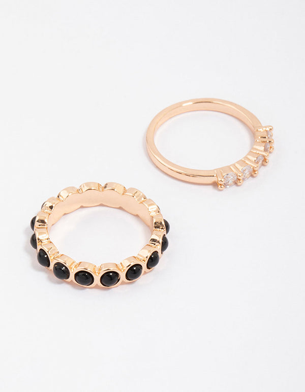Gold Rounded Band Stacking Rings