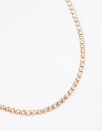 Gold Plated Stainless Steel Cubic Zirconia Tennis Necklace - link has visual effect only