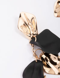 Black & Gold Petal Long Drop Earrings - link has visual effect only