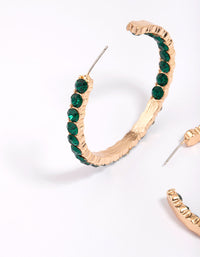 Gold Emerald Stone Hoop Earrings - link has visual effect only