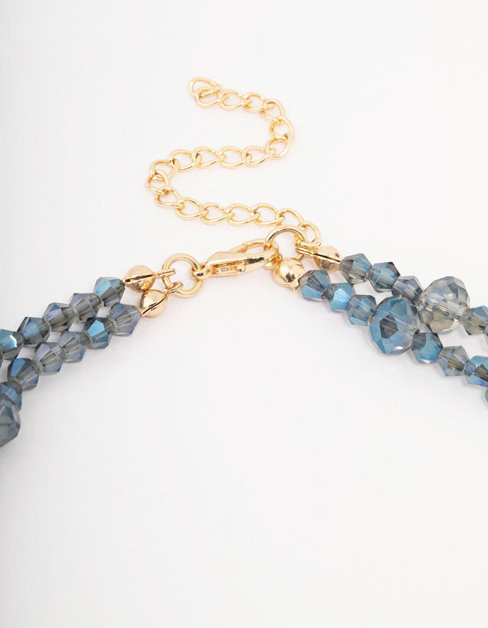 Blue Beaded Flower Layered Necklace