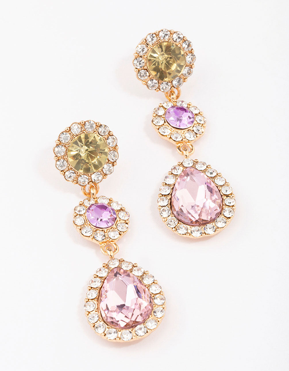 Gold Halo Pear Drop Earrings