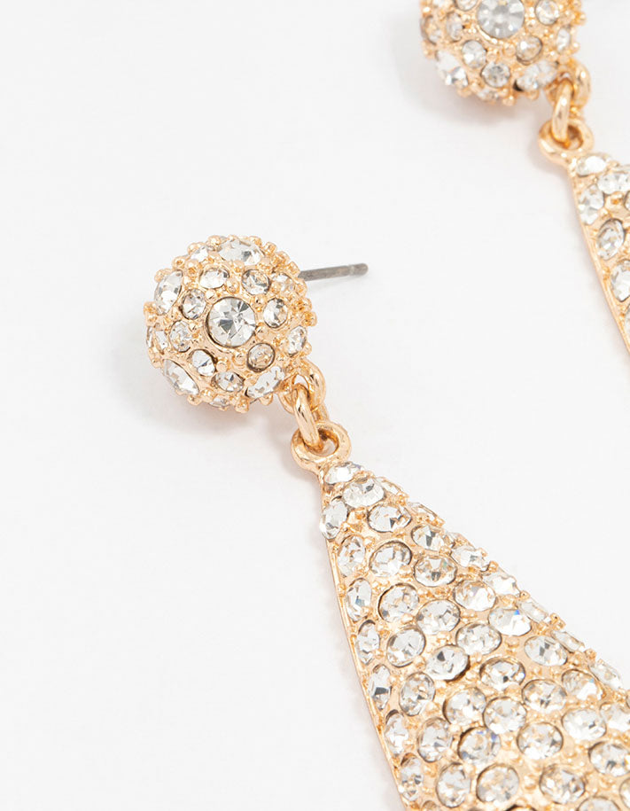 Gold Plated Pave Teardrop Earrings