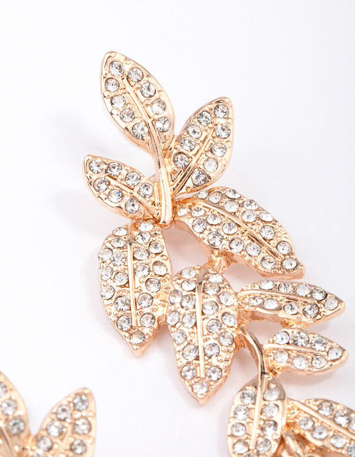 Gold Bling Leaf Drop Earrings