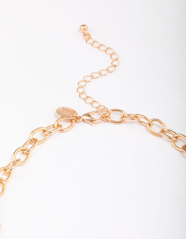 Gold Flower Cluster Statement Necklace