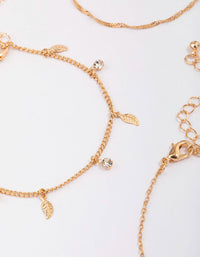 Gold Leaf Charm Bracelet 4-Pack - link has visual effect only