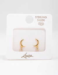 Gold Plated Sterling Silver Moon & Star Stud Earrings - link has visual effect only