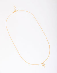 Gold Plated Sterling Silver Cubic Zirconia Round Cross Chain Necklace - link has visual effect only