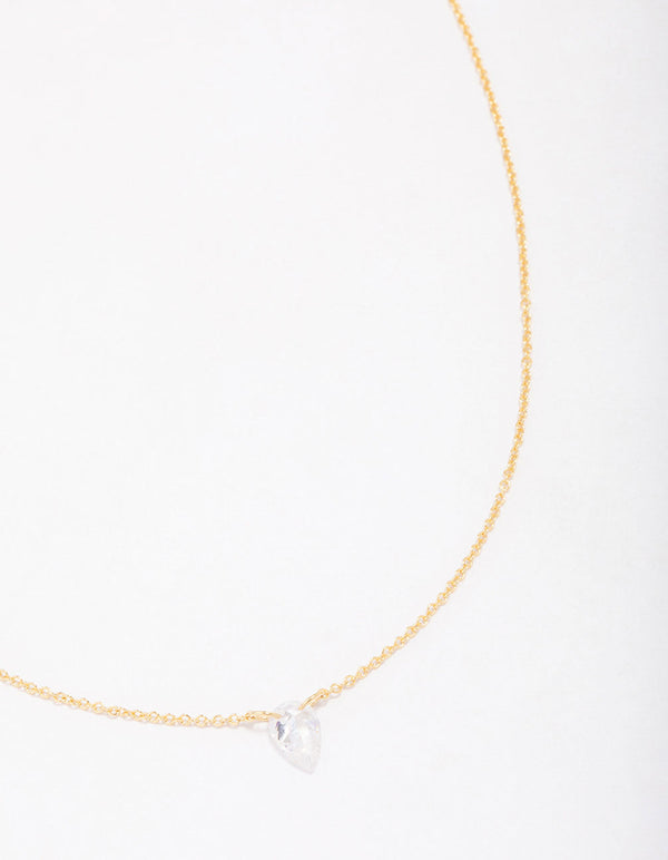 Gold Plated Sterling Silver Pear Cubic Zirconia Chain Necklace