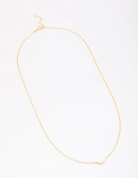Gold Plated Sterling Silver Curved Cubic Zirconia Pendant Necklace - link has visual effect only