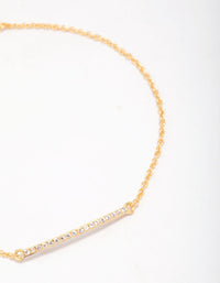 Gold Plated Sterling Silver Cubic Zirconia Fine Bar Chain Bracelet - link has visual effect only