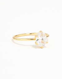 Gold Plated Sterling Silver Oval Solitaire Ring - link has visual effect only