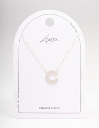 Letter C Silver Plated Pave Pendant Initial Necklace - link has visual effect only