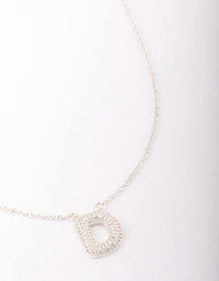 Letter D Silver Plated Pave Pendant Initial Necklace - link has visual effect only