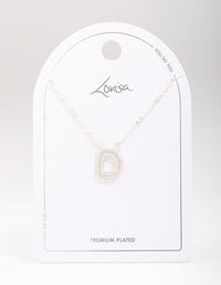 Letter D Silver Plated Pave Pendant Initial Necklace - link has visual effect only