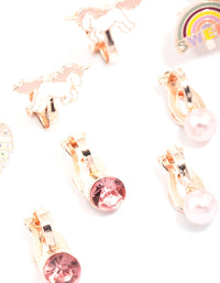 Kids Rose Gold Unicorn Clip-On Earrings 5-Pack - link has visual effect only