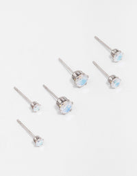 Stainless Steel Cubic Zirconia Stud Earring 3-Pack - link has visual effect only