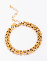 Gold Plated Stainless Steel Curb Chain Bracelet - link has visual effect only