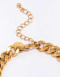 Gold Plated Stainless Steel Curb Chain Bracelet - link has visual effect only