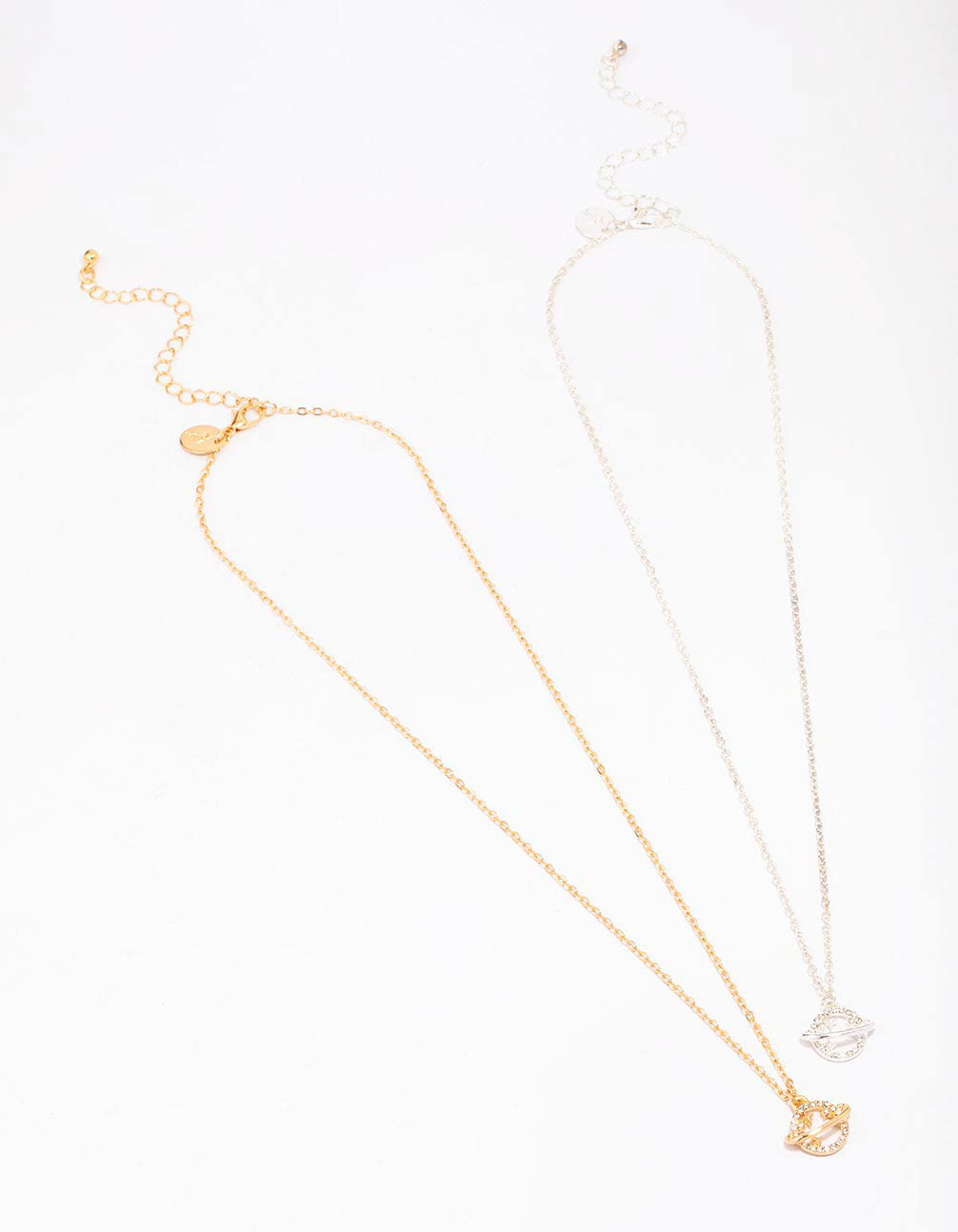 Gold & Silver Two-Tone Diamante Planet Necklace Pack