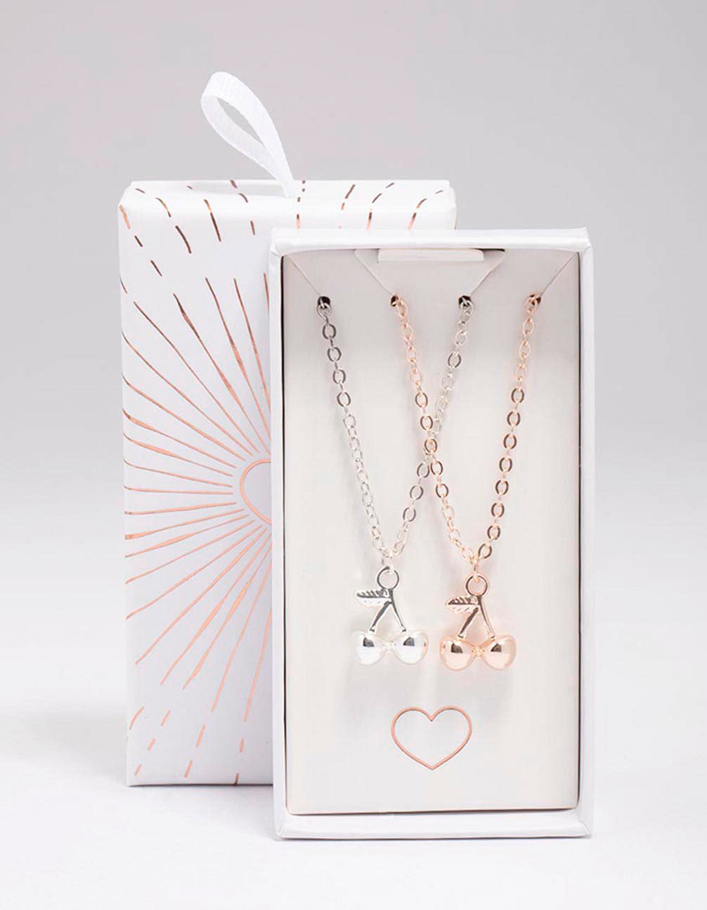 Mixed Metal Cherry Pendant Necklace Pack