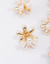Gold Mini Pearl Daisy Hair Claw Clip 6-Pack - link has visual effect only