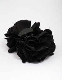 Black Fabric Flower Hair Claw Clip - link has visual effect only