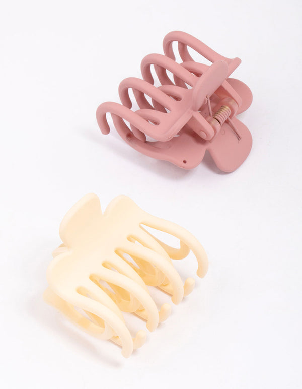 Small Two-Toned Double Grip Hair Claw Clip Pack