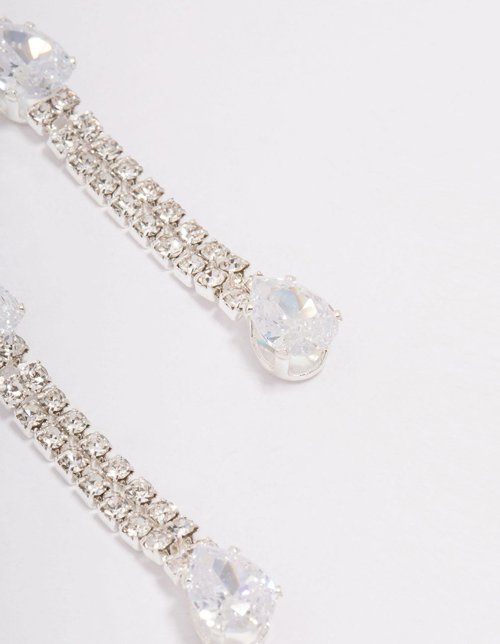 Silver Pear-Shape Cup Chain Drop Earrings