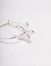 Silver Cubic Zirconia Flower Hoop Earrings - link has visual effect only
