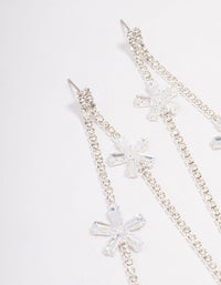 Silver Cubic Zirconia Flower Drop Earrings - link has visual effect only