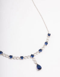 Silver Sapphire Stone Drop Necklace - link has visual effect only