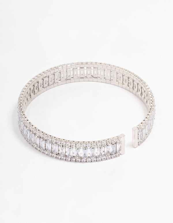 Silver Large Emerald-Cut Wrist Cuff