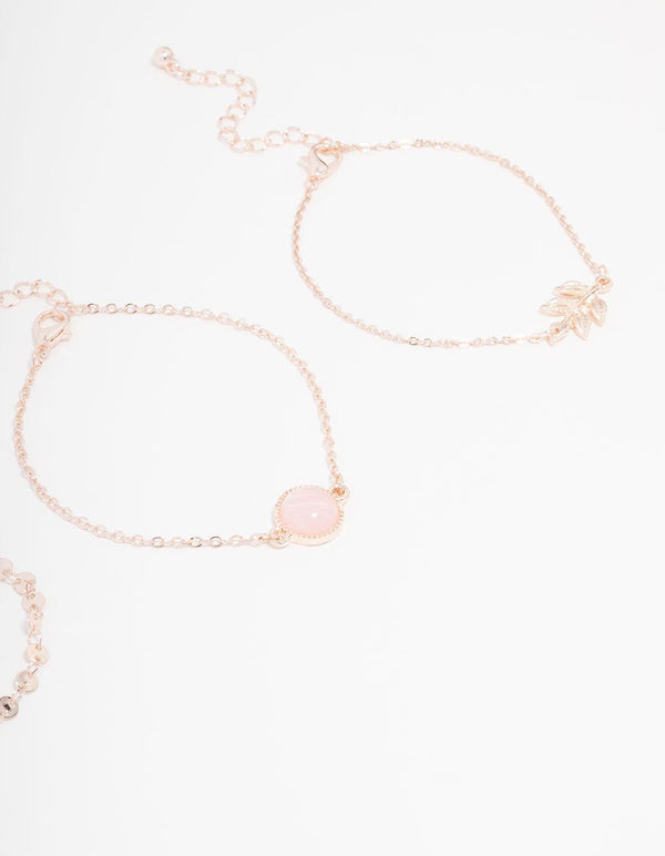 Rose Gold Diamante Tassel Bracelet 4-Pack