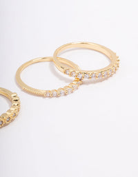Gold Plated Cubic Zirconia Round Triple Stacking Rings - link has visual effect only