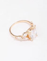 Gold Elegant Floral Cubic Zirconia Ring - link has visual effect only