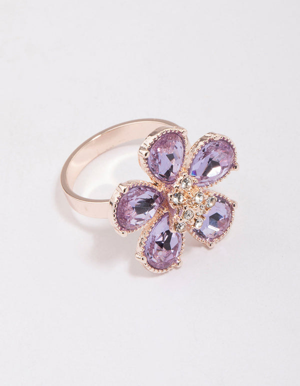 Rose Gold Lilac Flower Petal Ring