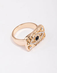 Gold Square Evil Eye Cocktail Ring - link has visual effect only