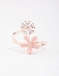 Rose Gold Double Daisy Wrap Ring - link has visual effect only