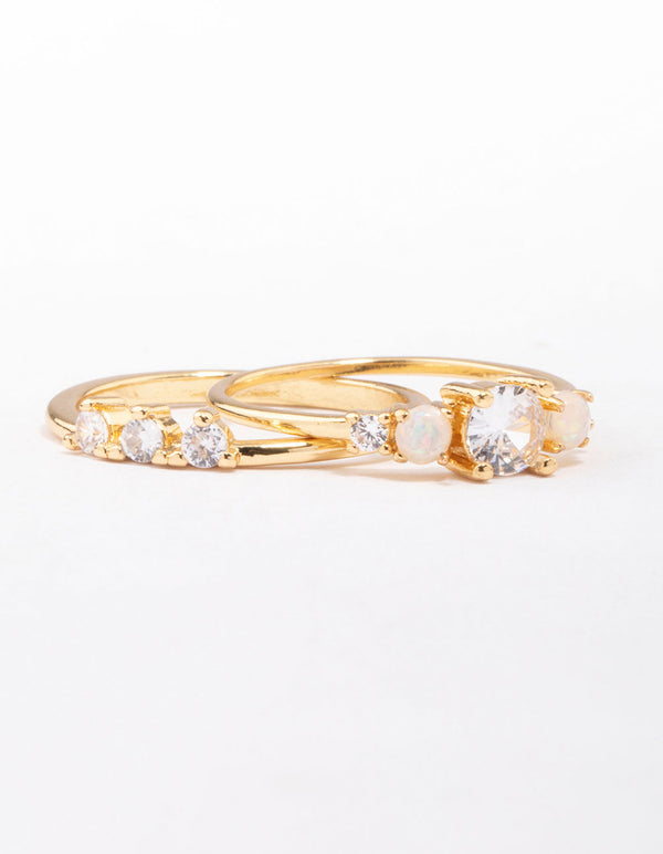 Gold Plated Petitie Cubic Zirconia Stacking Ring