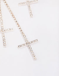 Silver Double Cross Cupchain Drop Earrings - link has visual effect only